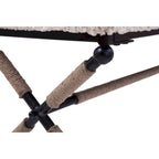 Banc double rembourré de 122 cm avec assise en tissu bouclé et base en métal