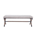 Banc double rembourré de 122 cm avec assise en tissu bouclé et base en métal