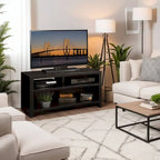 Meuble TV 122 cm pour téléviseurs jusqu'à 55 pouces, finition moka, aucun assemblage requis
