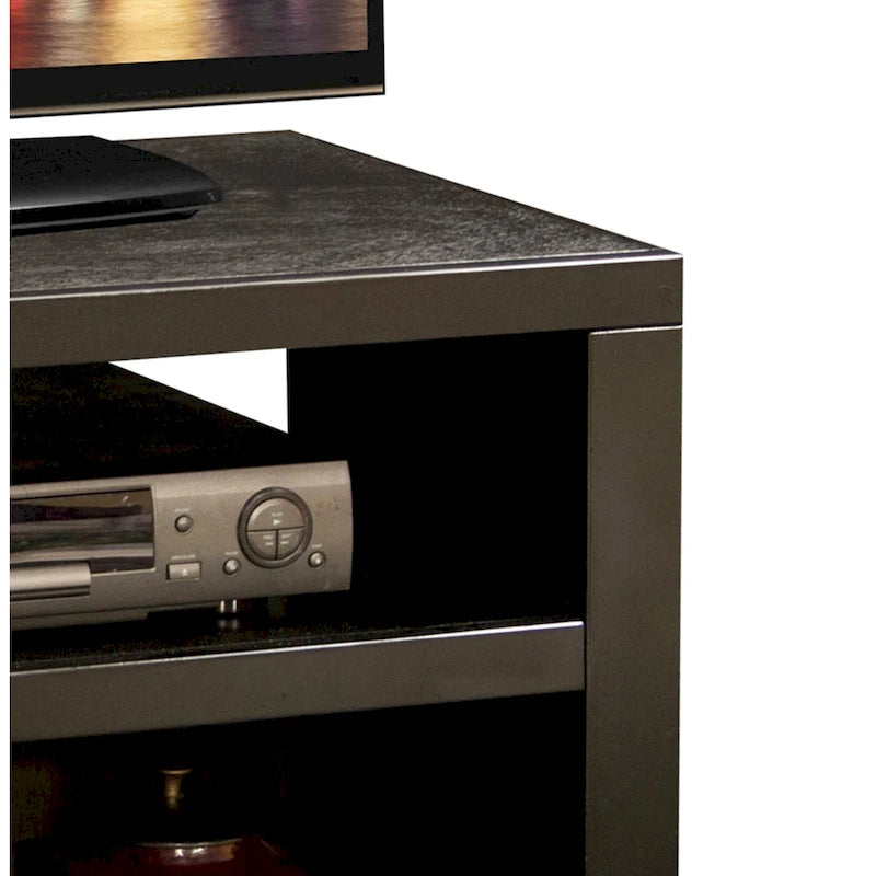 Meuble TV 122 cm pour téléviseurs jusqu'à 55 pouces, finition moka, aucun assemblage requis