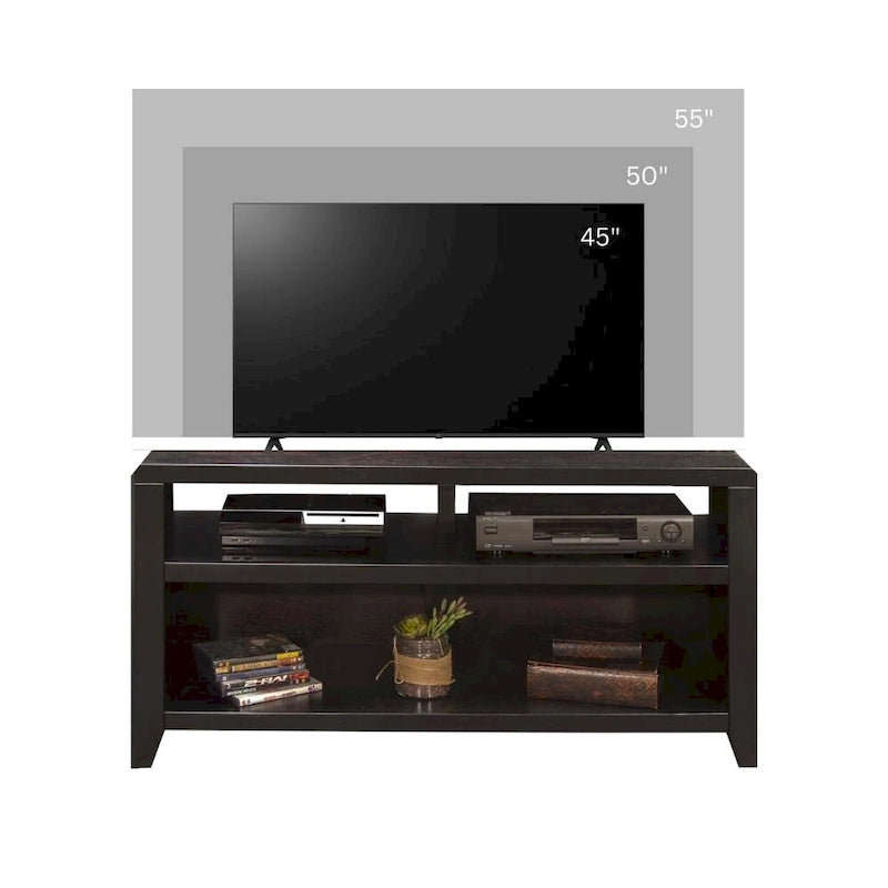Meuble TV 122 cm pour téléviseurs jusqu'à 55 pouces, finition moka, aucun assemblage requis