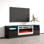 Meuble TV avec cheminée électrique et lumières LED, compatible avec les téléviseurs jusqu'à 70 pouces