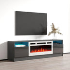Meuble TV avec cheminée électrique et lumières LED, compatible avec les téléviseurs jusqu'à 70 pouces