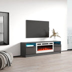 Meuble TV avec cheminée électrique et lumières LED, compatible avec les téléviseurs jusqu'à 70 pouces
