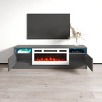 Meuble TV avec cheminée électrique et lumières LED, compatible avec les téléviseurs jusqu'à 70 pouces