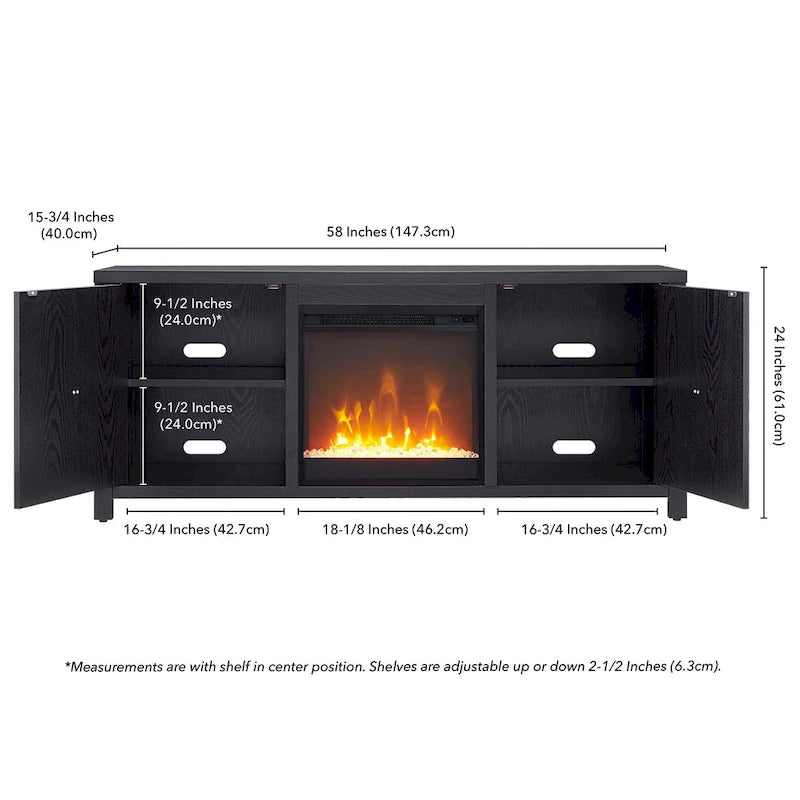 Meuble TV de 58 po avec insert de foyer électrique