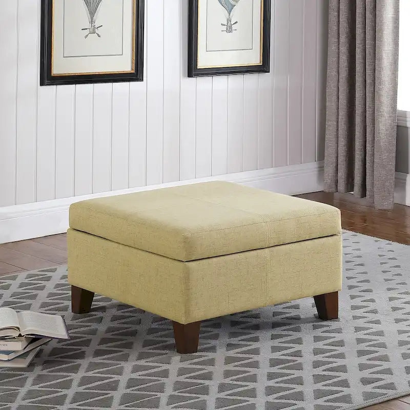 Pouf de rangement carré de 71 cm avec couvercle articulé