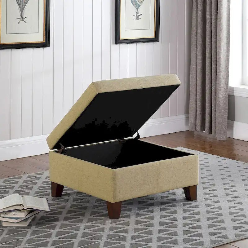 Pouf de rangement carré de 71 cm avec couvercle articulé