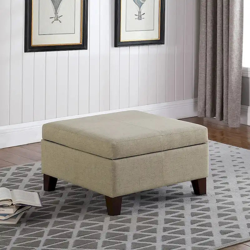 Pouf de rangement carré de 71 cm avec couvercle articulé