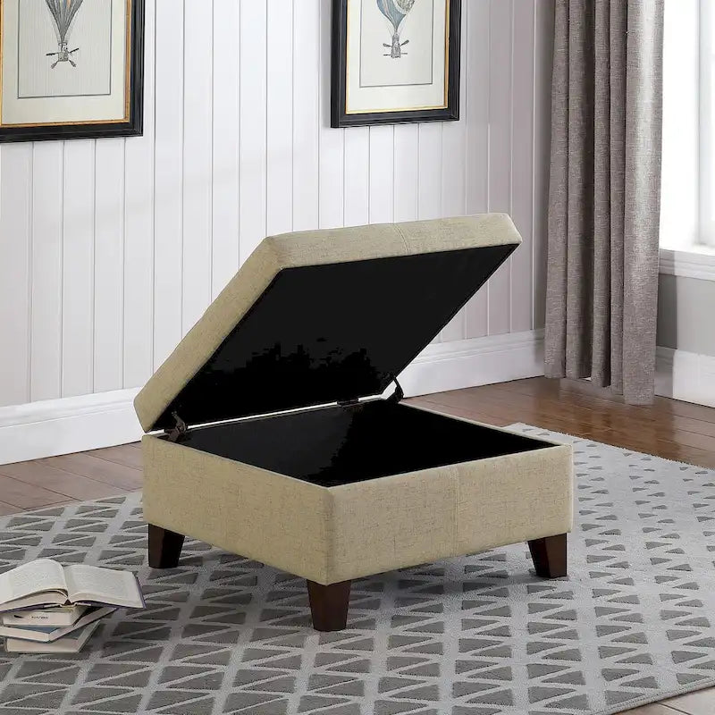 Pouf de rangement carré de 71 cm avec couvercle articulé