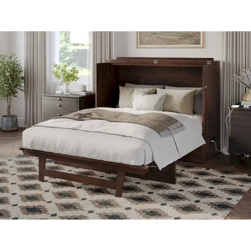 Lit escamotable complet avec matelas – Ambre brûlé