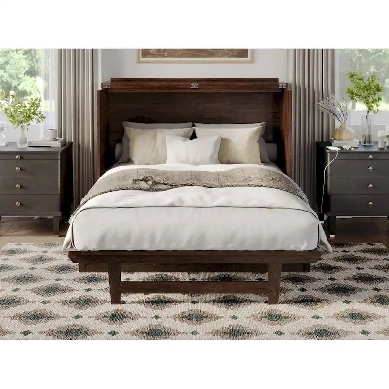 Lit escamotable complet avec matelas – Ambre brûlé