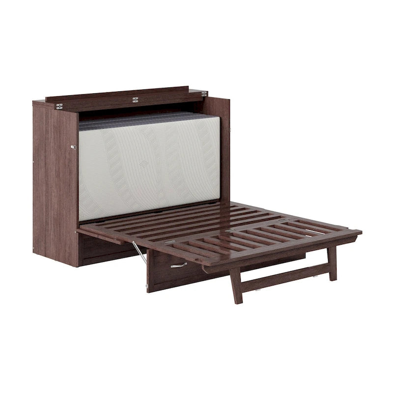 Lit escamotable complet avec matelas – Ambre brûlé