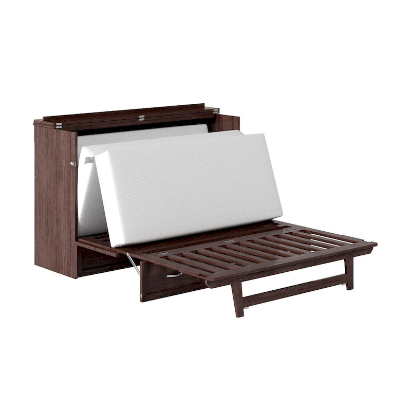 Lit escamotable complet avec matelas – Ambre brûlé