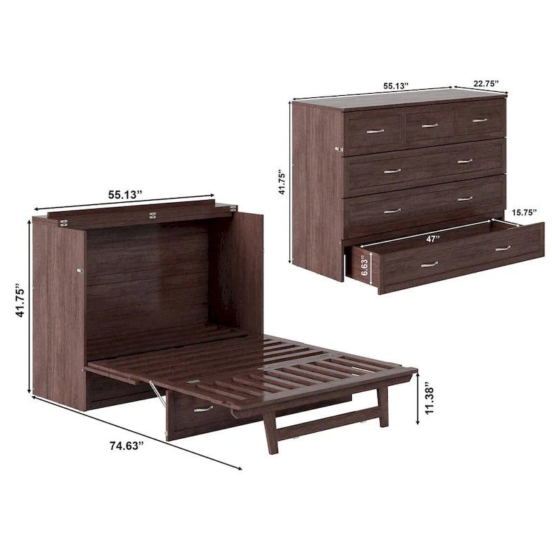 Lit escamotable complet avec matelas – Ambre brûlé