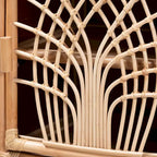 Table de chevet en rotin marron naturel avec porte et étagères