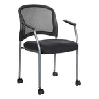 Chaise visiteur à roulettes en maille respirante
