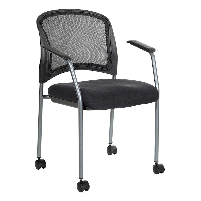 Chaise visiteur à roulettes en maille respirante