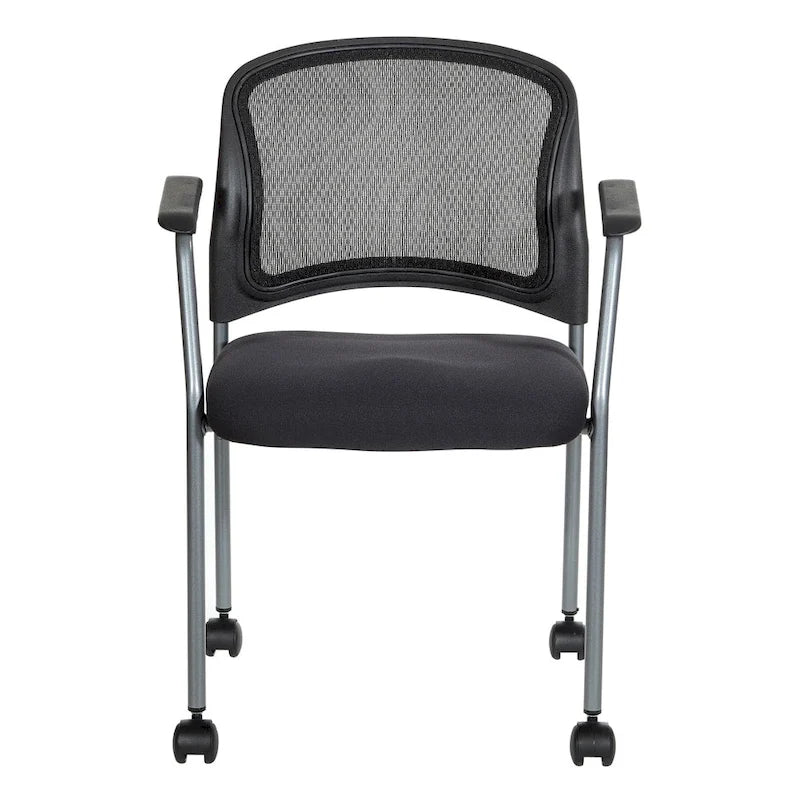 Chaise visiteur à roulettes en maille respirante