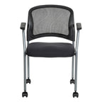Chaise visiteur à roulettes en maille respirante