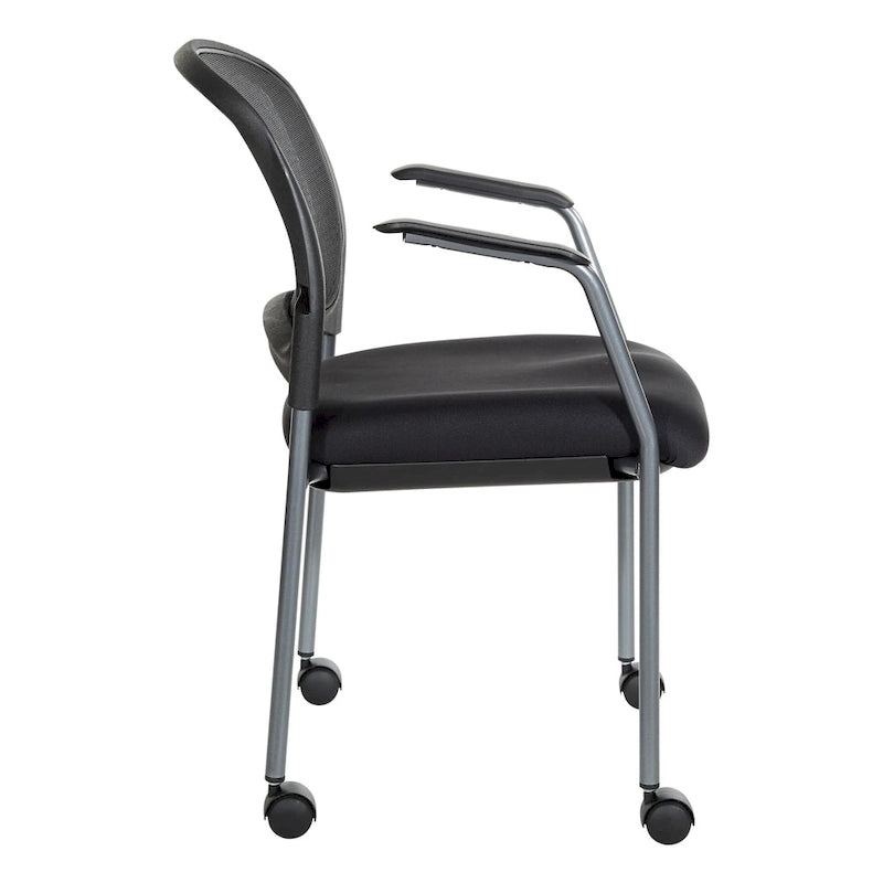 Chaise visiteur à roulettes en maille respirante