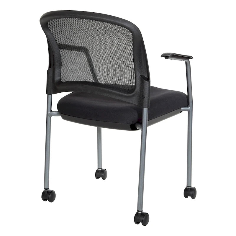 Chaise visiteur à roulettes en maille respirante