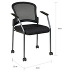 Chaise visiteur à roulettes en maille respirante