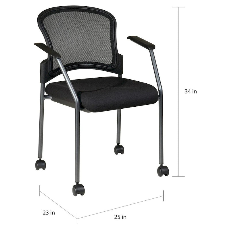 Chaise visiteur à roulettes en maille respirante