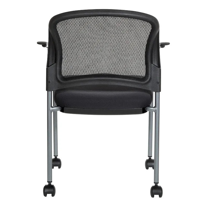Chaise visiteur à roulettes en maille respirante