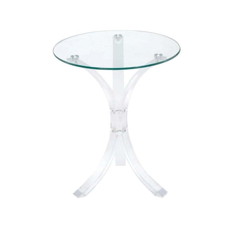 Table d'appoint à base incurvée et plateau en verre