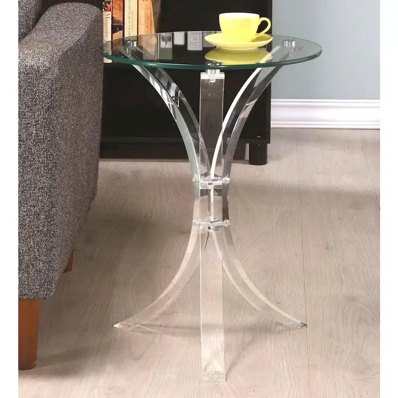 Table d'appoint à base incurvée et plateau en verre
