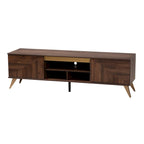 Meuble TV 2 portes style Mid-Century Modern, noyer brun