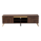 Meuble TV 2 portes style Mid-Century Modern, noyer brun