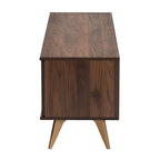 Meuble TV 2 portes style Mid-Century Modern, noyer brun