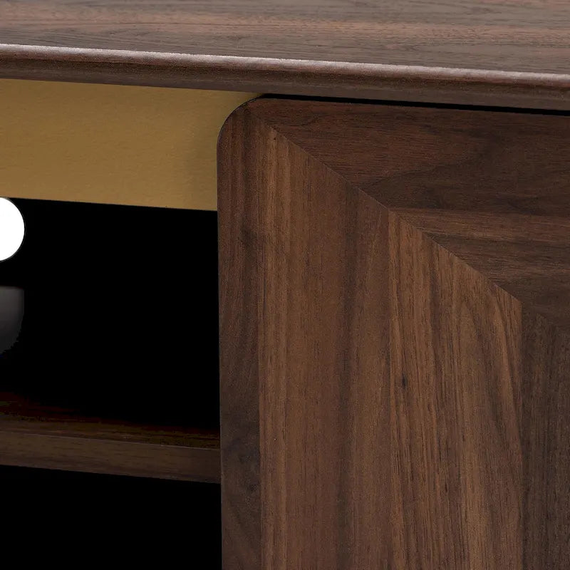 Meuble TV 2 portes style Mid-Century Modern, noyer brun