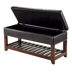 Banc coffre de rangement avec étagère à chaussures - Espresso et Noyer, 42.52L x 15.75P x 20.47H