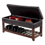 Banc coffre de rangement avec étagère à chaussures - Espresso et Noyer, 42.52L x 15.75P x 20.47H