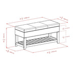 Banc coffre de rangement avec étagère à chaussures - Espresso et Noyer, 42.52L x 15.75P x 20.47H