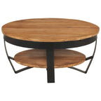 Table basse ronde 65 cm en bois d'acacia massif avec base en acier