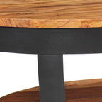 Table basse ronde 65 cm en bois d'acacia massif avec base en acier