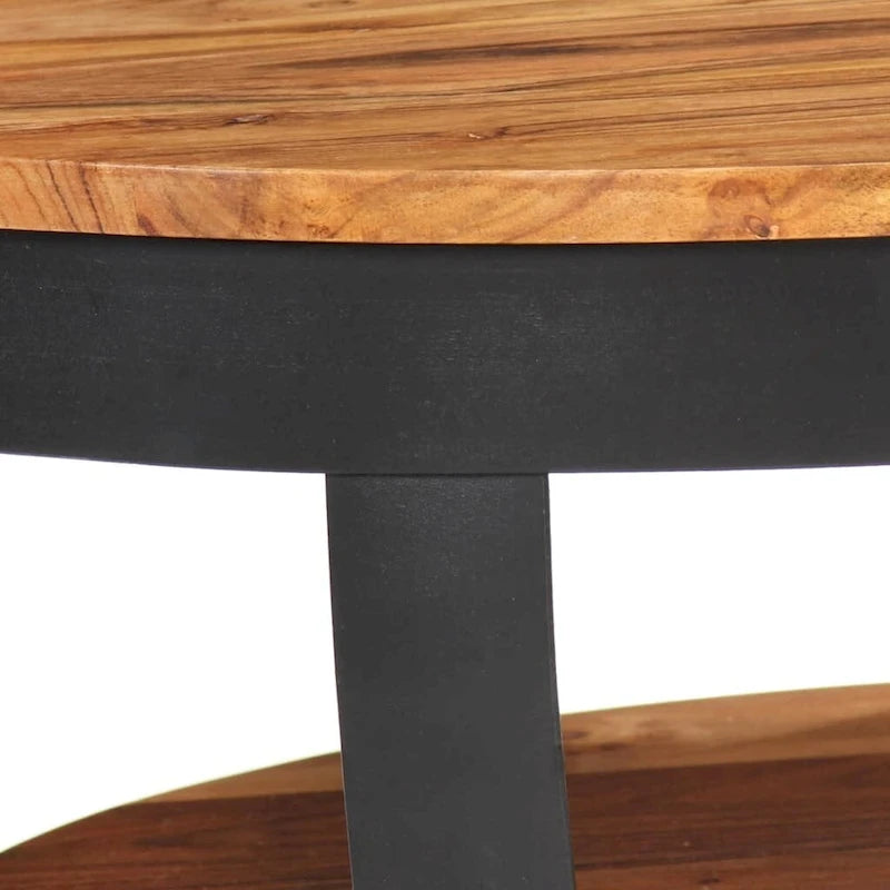 Table basse ronde 65 cm en bois d'acacia massif avec base en acier