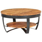 Table basse ronde 65 cm en bois d'acacia massif avec base en acier