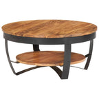 Table basse ronde 65 cm en bois d'acacia massif avec base en acier