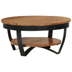 Table basse ronde 65 cm en bois d'acacia massif avec base en acier