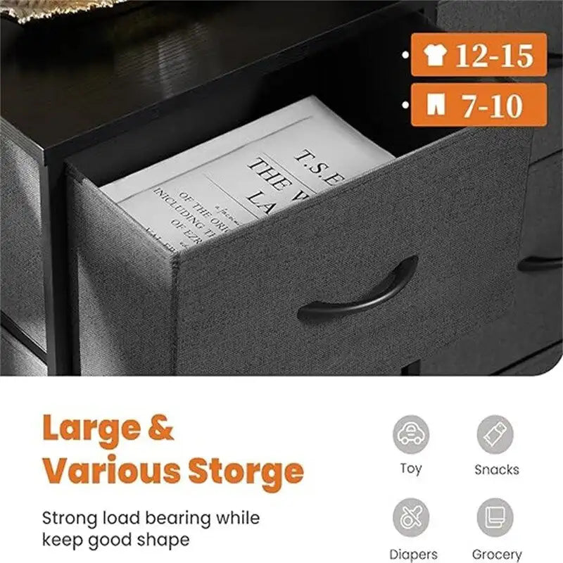 Commode de rangement à 8 tiroirs avec plateau en bois