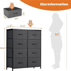 Commode de rangement à 8 tiroirs avec plateau en bois