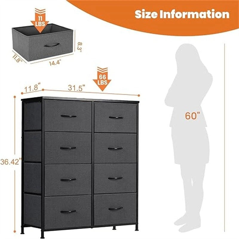 Commode de rangement à 8 tiroirs avec plateau en bois