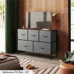 Commode à 5 tiroirs avec cadre en acier et bacs en tissu