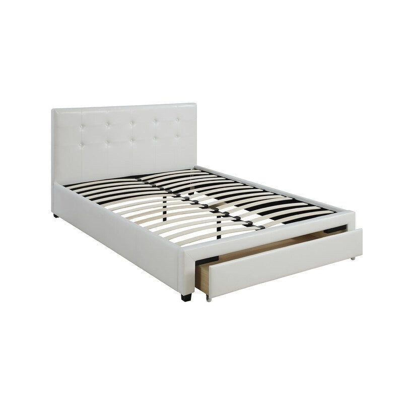 Lit de rangement rembourré Queen Size avec tête de lit capitonnée