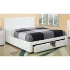 Lit de rangement rembourré Queen Size avec tête de lit capitonnée